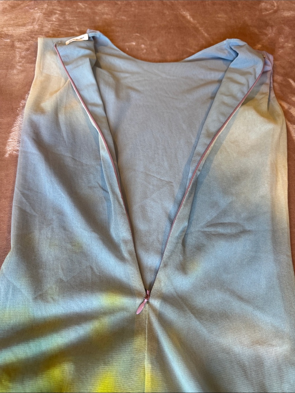 Acne Gradient Pastel Blue to Yellow Green Sleeveless Maxi Dress - Picture 9 of 10